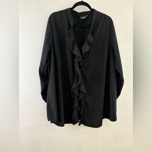Lane Bryant black long-sleeved ruffled button down  blouse size 24